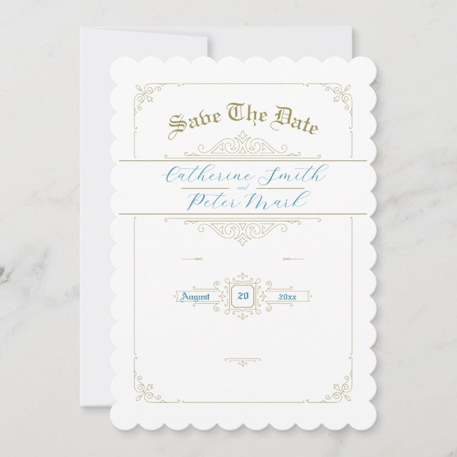 Vintage Save the Date-Karte Einladung (Vorderseite)