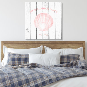 Vintage Scallop-Muschel, rosa Leinwand