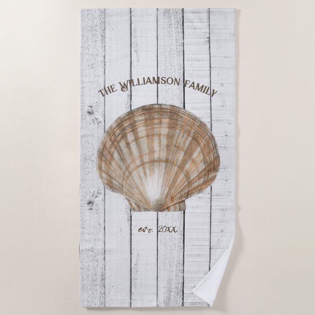 Vintage Scallop Muschel Strandtuch (Vorderseite)