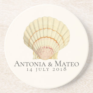 Vintage Scallop Seashell Hochzeit Jahrestag Untersetzer