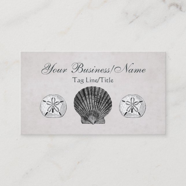 Vintage Scallop- und Sand-Dollar-Visitenkarte Visitenkarte (Vorderseite)