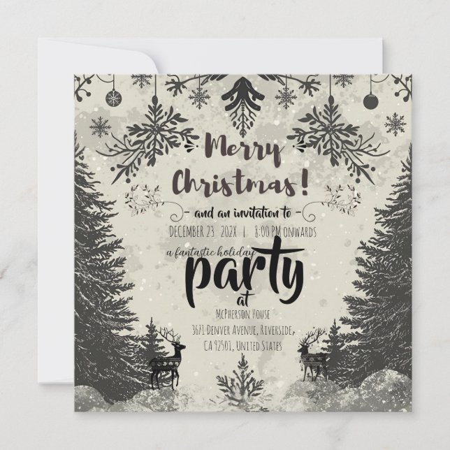 Vintage Scandinavian Christmas Party Invitation (Devant)