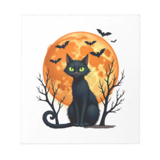 Vintage Scary Christmas Cat Costume Retro Cat Moon Notizblock
