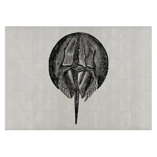 Vintage Schablone Pfeilschwanzkrebs-König-Krabben Schneidebrett (Vorderseite)