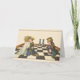 Vintage Schachspielerkarte Karte