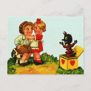 Vintage Schachtelmännchen Postkarte