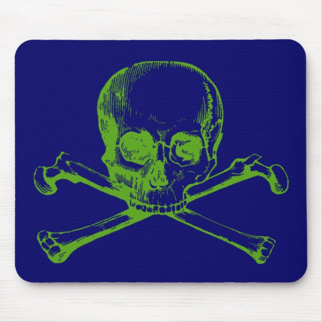 Vintage Schädel und Kreuzknochen Mousepad (Vorne)