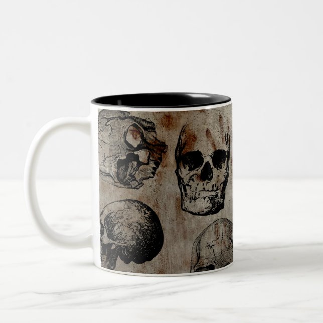 Vintage Schädel Zweifarbige Tasse (Links)