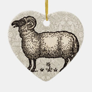 Vintage-Schaf-Illustration: Klassische Farmkunst Keramikornament