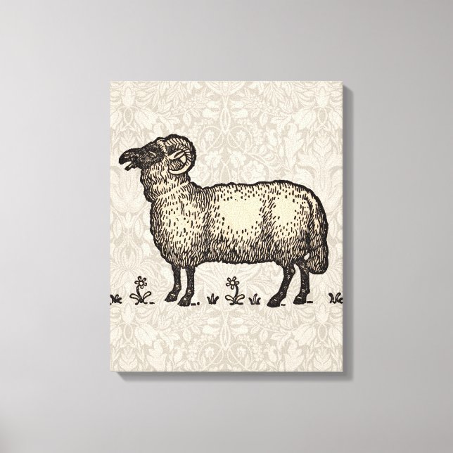 Vintage-Schaf-Illustration: Klassische Farmkunst Leinwanddruck (Vorderseite)
