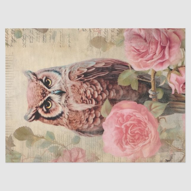 Vintage Schale und rosa Rosen Seidenpapier (Vorderseite)