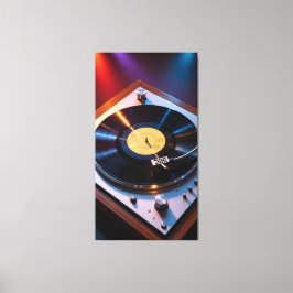 Vintage-Schallplatten drehen sich unter farbigem L Leinwanddruck