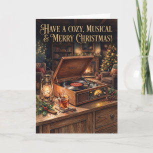 Vintage-Schallplattenspieler Musikalische Weihnach Karte