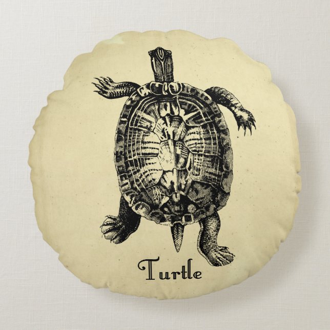 VINTAGE SCHALTFLÄCHE RUNDES KISSEN (Vorderseite)