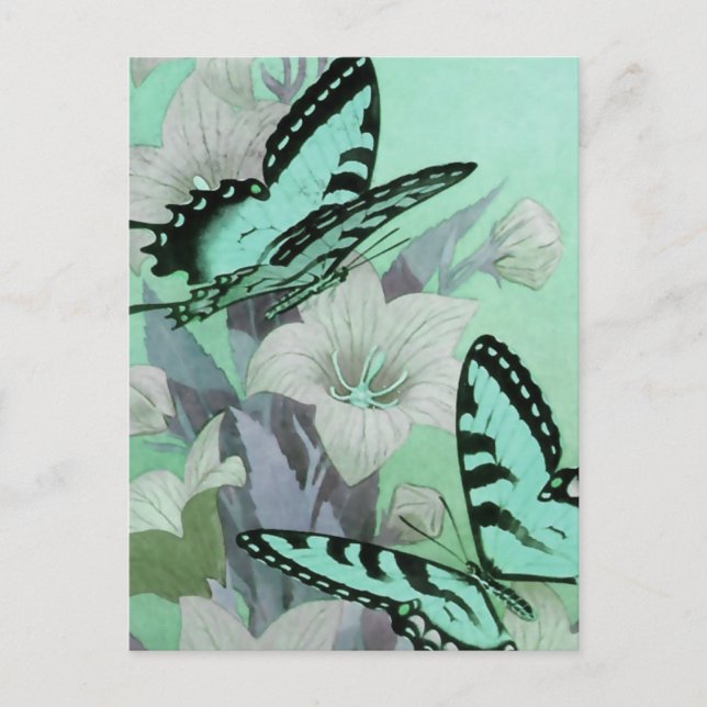 VINTAGE SCHALTFLÄCHEN: ELEGANTES AQUA POSTKARTE (Vorderseite)