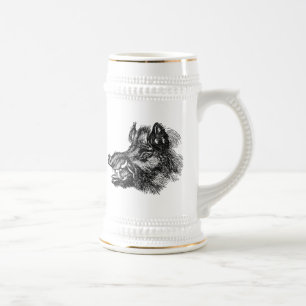 Vintage schändliche Stoßzahn-Schablone des wilde Bierglas
