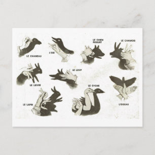 Vintage, Schattenspielformen, ombres chinoises Postkarte