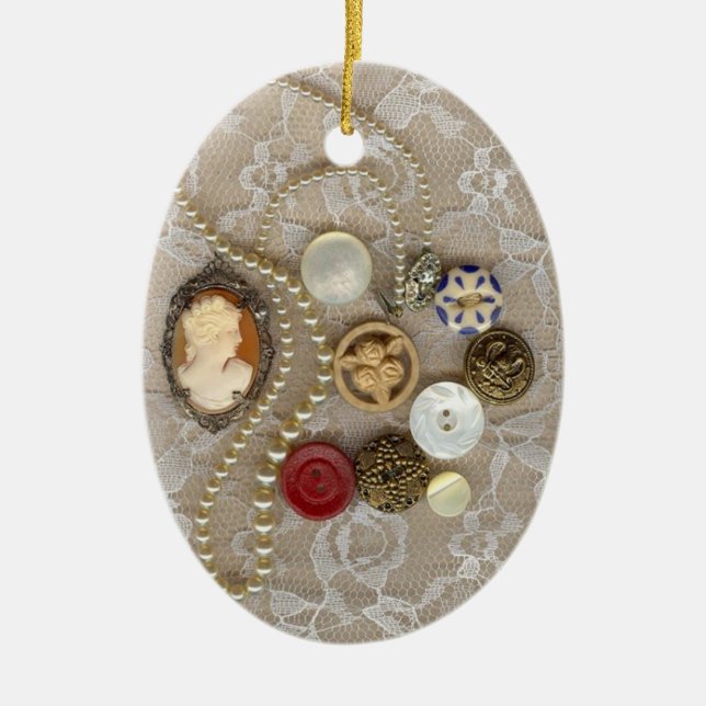 Vintage Schatzkammern Keramikornament (Vorne)