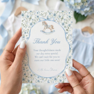 Vintage-Schaukelpferd-Baby-Shower-Dankeskarten Dankeskarte