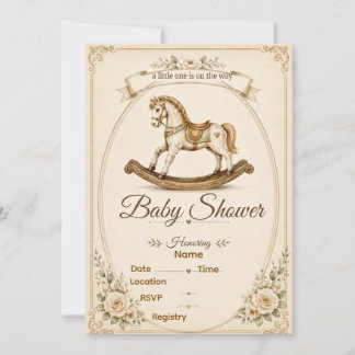 Vintage-Schaukelpferd-Baby-Shower-Einladung Einladung