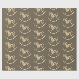 Vintage Schaukelpferd Muster Sepia Geschenkpapier