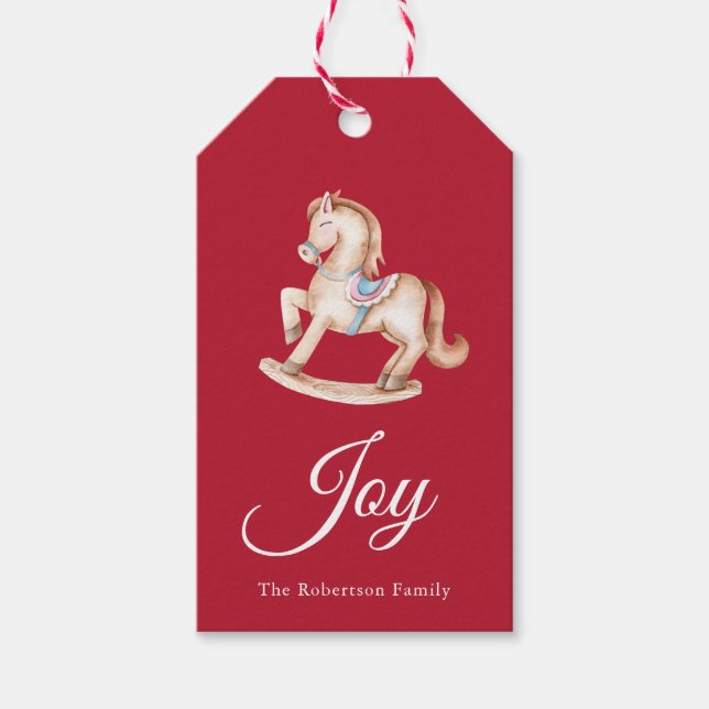 Vintage Schaukelpferd Weihnachten Geschenkanhänger (Vorderseite)