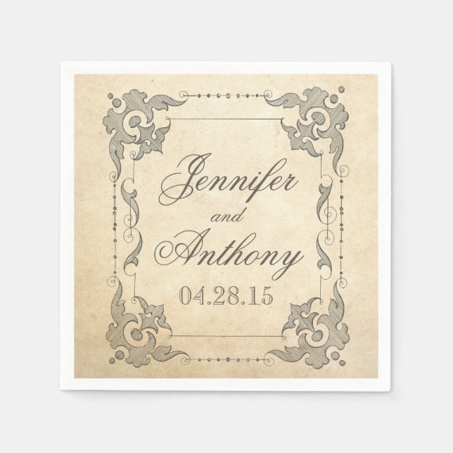 Vintage Scheinhochzeit Serviette (Vorderseite)