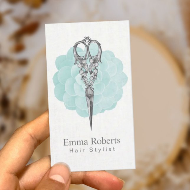 Vintage Schere türkisfarben Visitenkarte (Von Creator hochgeladen)