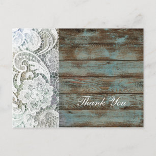 Vintage Scheunenholzspitze Land Hochzeit danke Postkarte