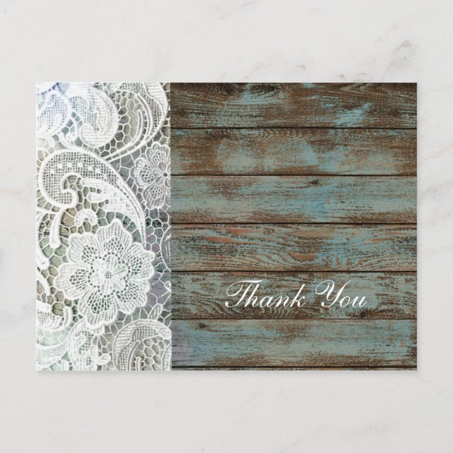 Vintage Scheunenholzspitze Land Hochzeit danke Postkarte (Vorderseite)