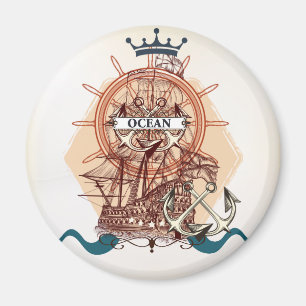 Vintage Schiff-Thema Magnet