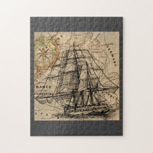 Vintage Schiff und Karte