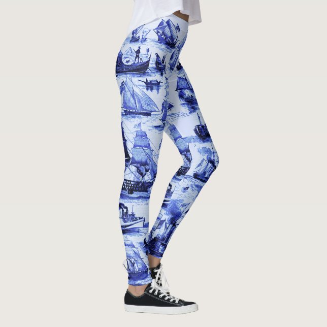 VINTAGE SCHIFFE, SEGELSCHIFFE, Navy Blue Leggings (Rechts)
