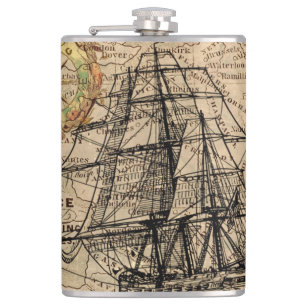 Vintage Schifffahrtskarte Flachmann