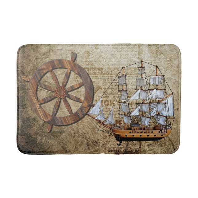 Vintage Schiffsplanung Badematte (Vorderseite)