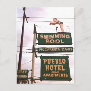 Vintage-Schild Hotel-Schwimmbad Postkarte