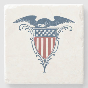 Vintage Schild Rot Weiß Blau Amerikanischer Adler  Steinuntersetzer