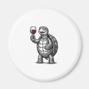 Vintage-Schildkröte-mit-Weinglas-Shirt-Design_1 Magnet