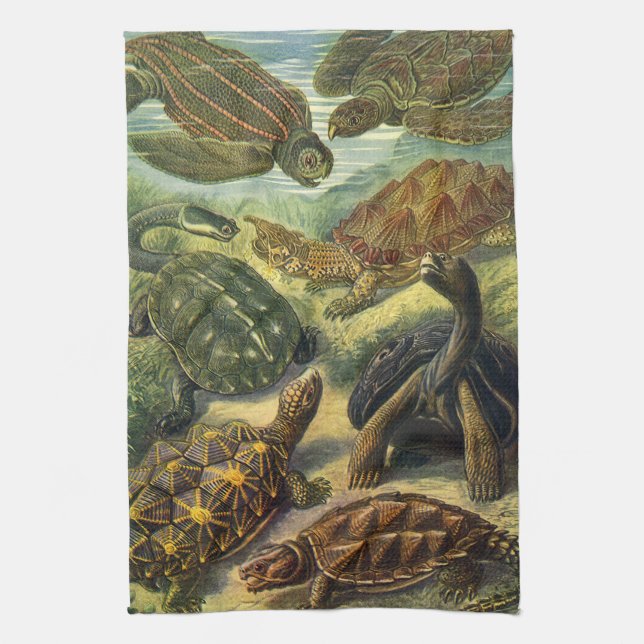 Vintage Schildkröten und Meeresschildkröten von Er Geschirrtuch (Vertikal)