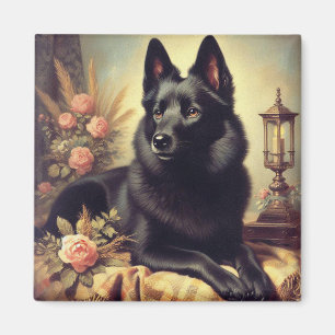 Vintage-Schipperke-Hundebild Magnet