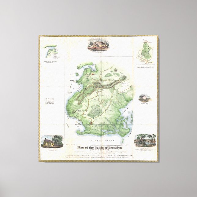Vintage Schlacht bei Brooklyn NY Map (1867) Leinwanddruck (Vorderseite)