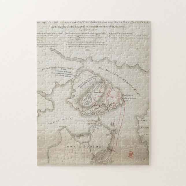 Vintage Schlacht bei Bunker Hill Map (1775) (Vertikal)