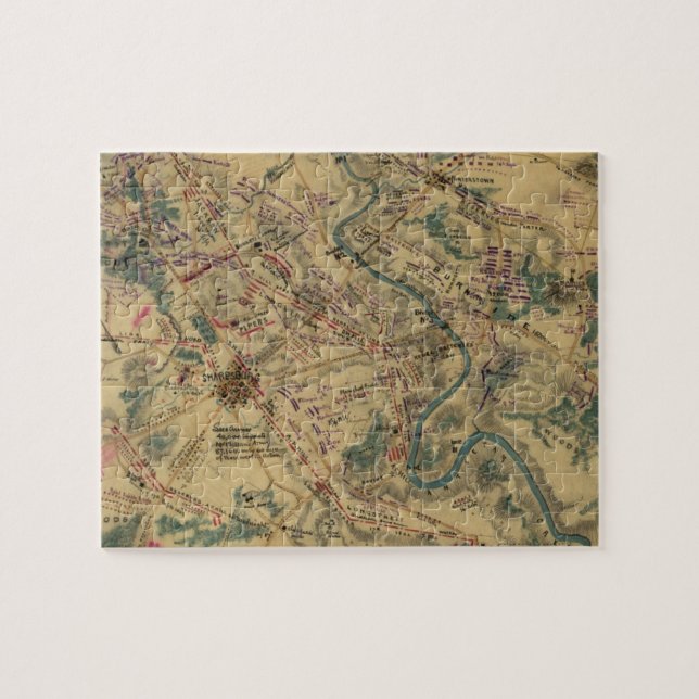 Vintage Schlachtfeldkarte von Antietam (1862) (Horizontal)