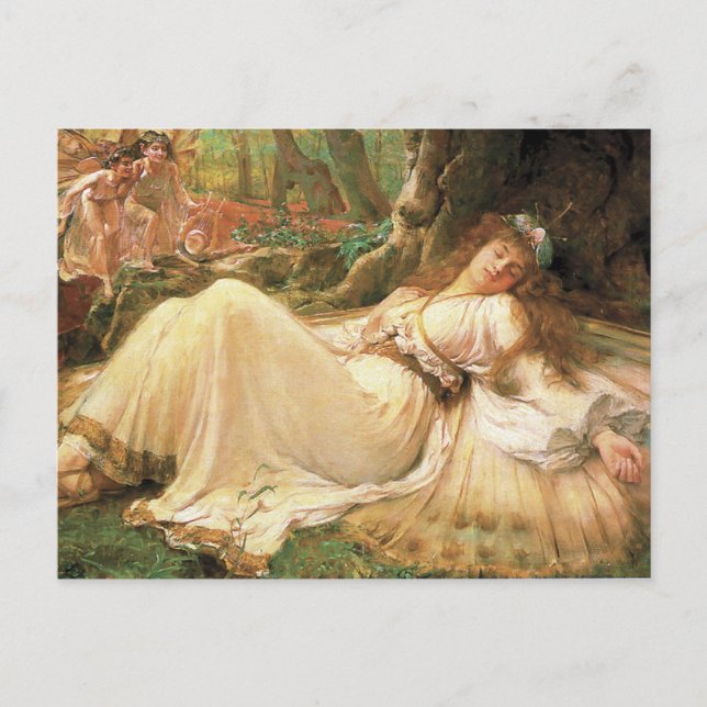 Vintage schlafende Fee Queen Postcard Postkarte (Vorderseite)