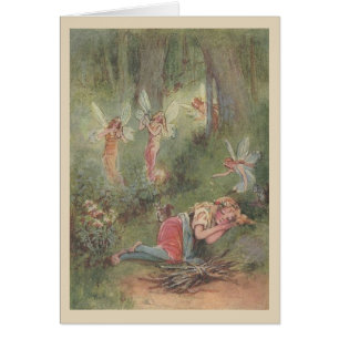 Vintage - Schlafendes Kind & Waldfeen,