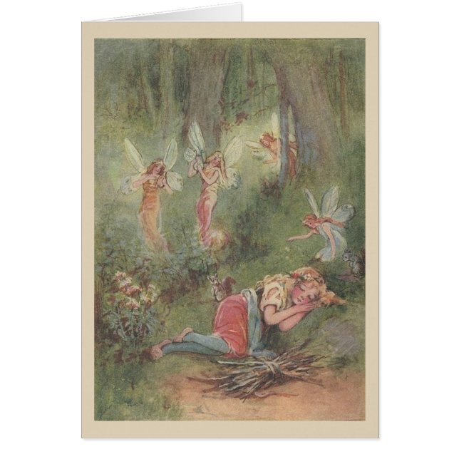 Vintage - Schlafendes Kind & Waldfeen, (Vorne)
