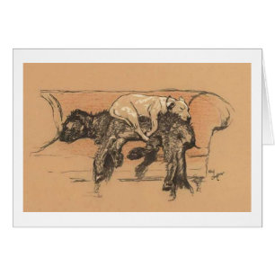 Vintage - Schlafenszeit für zwei Hunde,