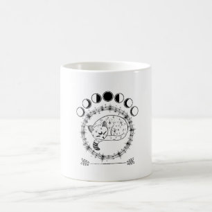 Vintage Schlafkatze mit Mondphasen Kaffeetasse