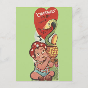Vintage-Schlangenbeschwörer-Valentinstag Feiertagspostkarte