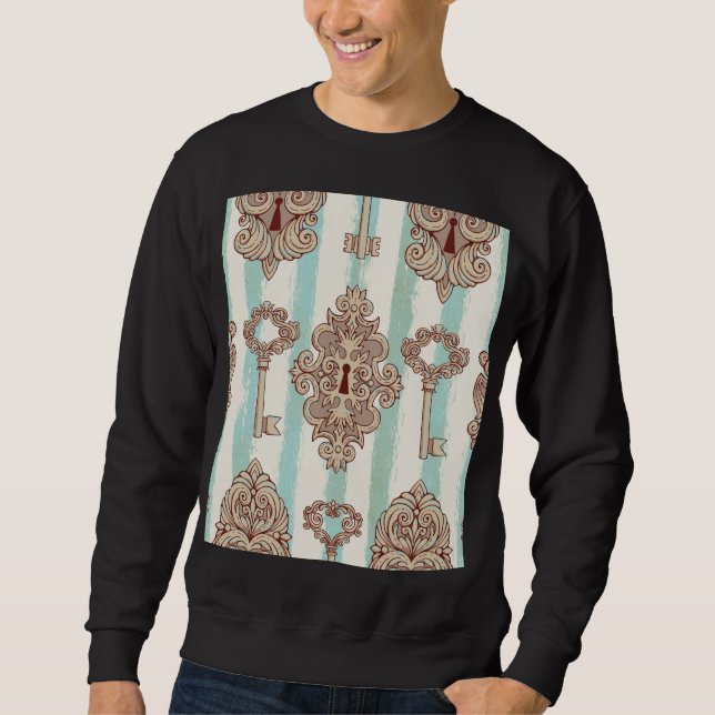 Vintage Schlüssel, Schlösser: Freehe und Muster. Sweatshirt (Vorderseite)